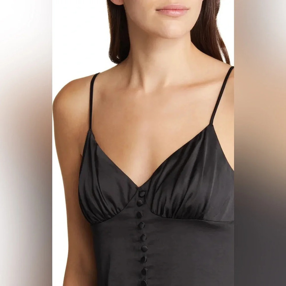 NWT Chelsea 28 Black Button-Up Satin Slipdress Size Small - Picture 10 of 12